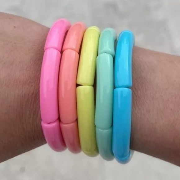 Tube Bamboo Bangle Bracelet - Light Blue - Picture 5 of 7